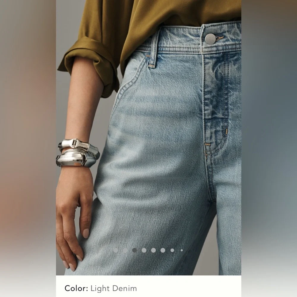 Pilcro Mason High-Rise relaxed gaucho ankle jeans Light Blue Wide Leg Sz.28 - Picture 3 of 10